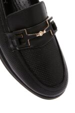 Loafer Lëkure e Zezë me Kopsë Comfort për Femra - Image 10