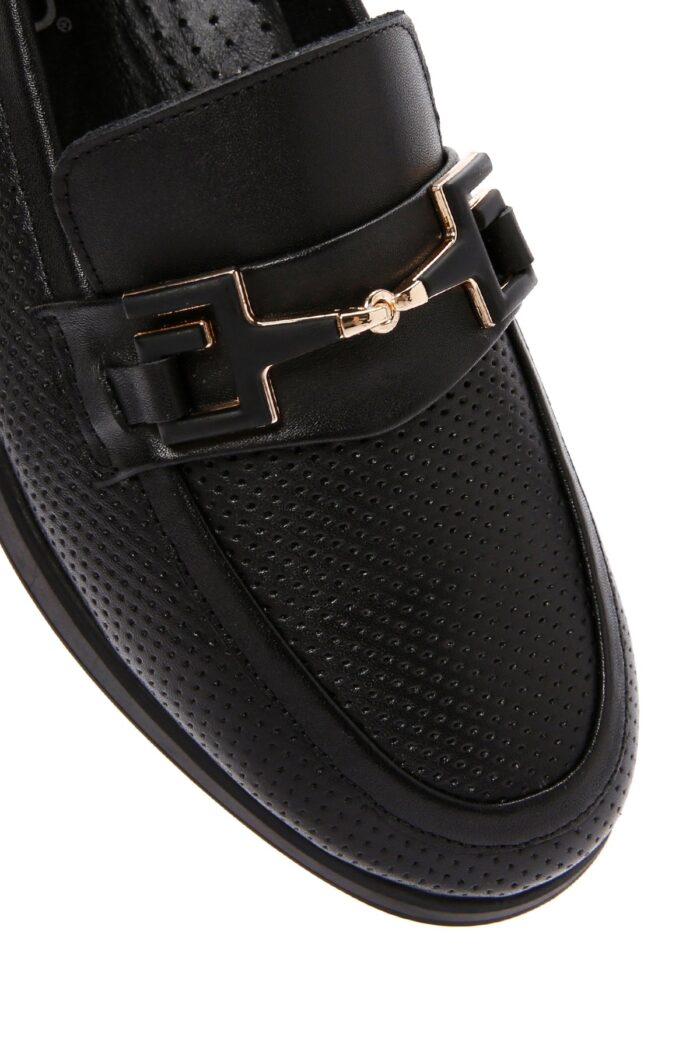 Loafer Lëkure e Zezë me Kopsë Comfort për Femra - Image 10
