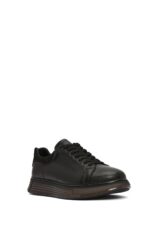 Sneaker Lëkure e Zezë me Lidhëse e Trashë me Tabane për Burra - Image 6