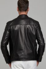 Neymar Xhaketë Lëkure e Zezë Slim Fit e Shkurtër për Burra - Image 8