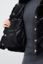 Melrose Xhup Lëkure e Zezë Teddy për Femra - Image 10