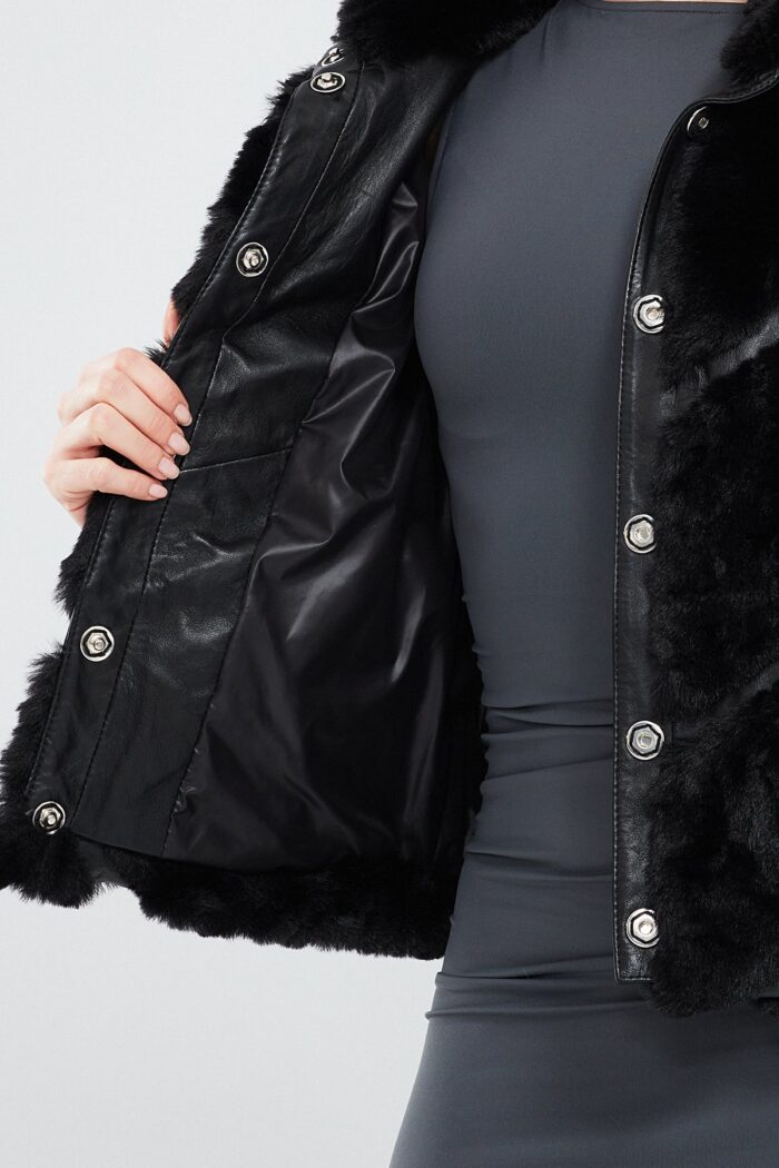 Melrose Xhup Lëkure e Zezë Teddy për Femra - Image 10
