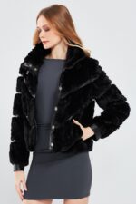 Melrose Xhup Lëkure e Zezë Teddy për Femra - Image 3