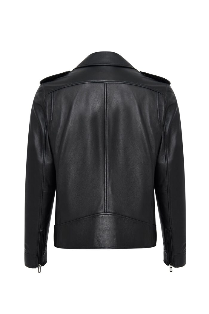 Carter Xhup Lëkure e Zezë Biker për Burra - Image 10