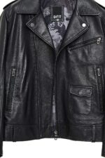 Carter Xhup Lëkure e Zezë Biker për Burra - Image 12