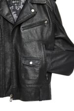 Carter Xhup Lëkure e Zezë Biker për Burra - Image 14