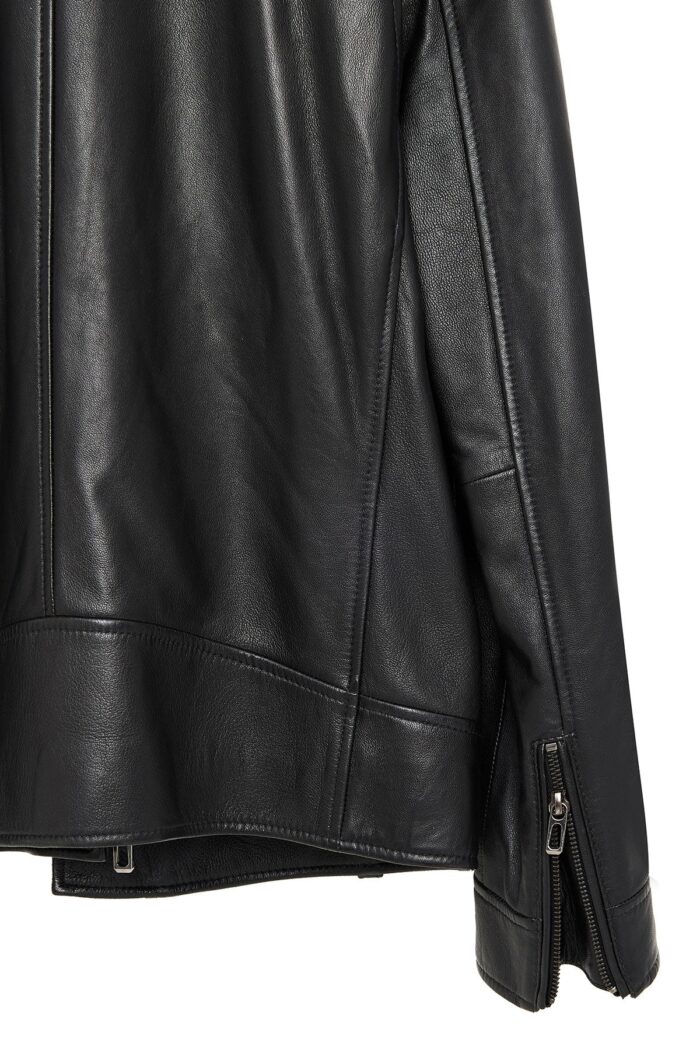 Carter Xhup Lëkure e Zezë Biker për Burra - Image 15