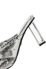 Pantofla Argjend Transparente e Trashë me Takë Metalike për Femra - Image 25