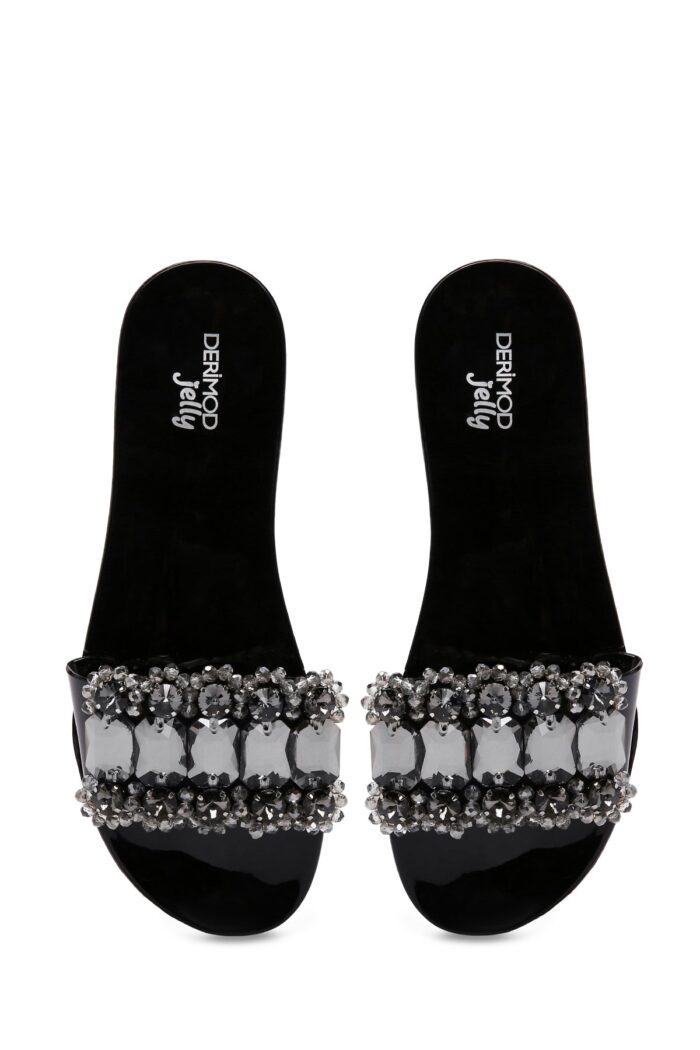 Pantofla Jelly e Zezë me Gurë për Femra - Image 13