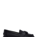 Loafer Lëkure e Zezë me Xhufkë Comfort për Femra
