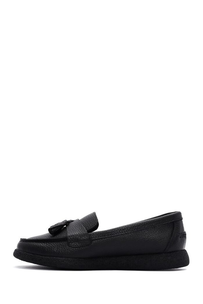 Loafer Lëkure e Zezë me Xhufkë Comfort për Femra - Image 2