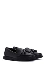 Loafer Lëkure e Zezë me Xhufkë Comfort për Femra - Image 3