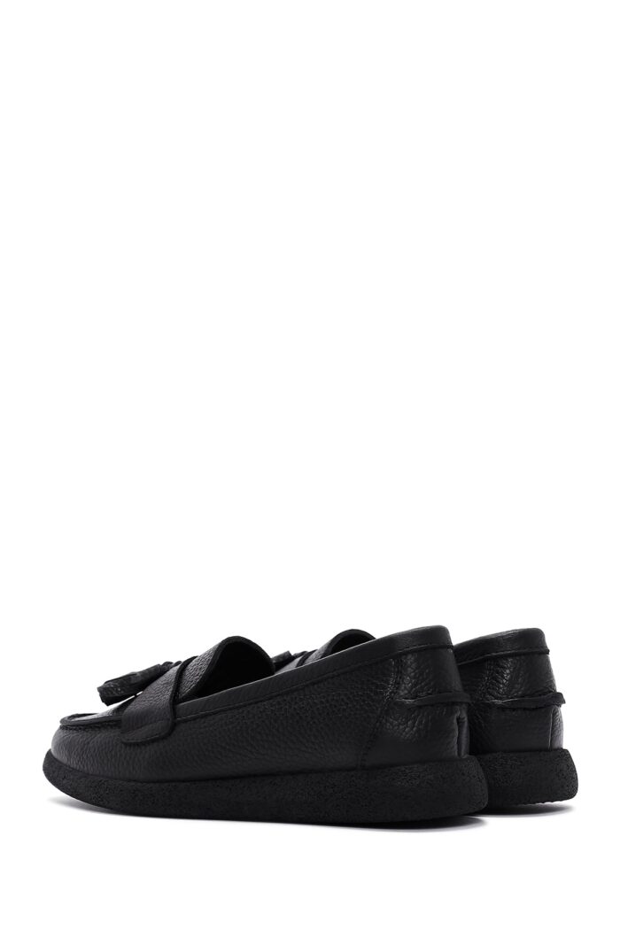 Loafer Lëkure e Zezë me Xhufkë Comfort për Femra - Image 5