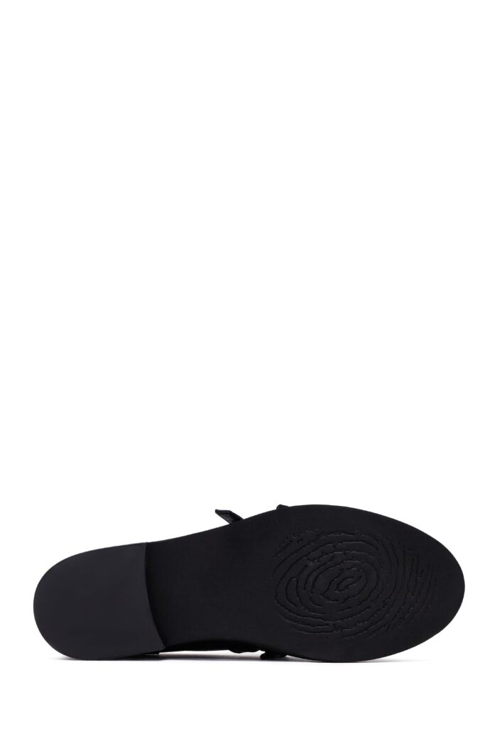Loafer Lëkure e Zezë me Kopsë Maskulin për Femra - Image 6