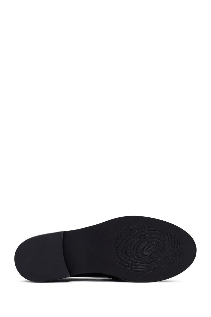 Loafer Lëkure e Zezë me Kopsë Maskulin për Femra - Image 4