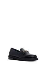 Loafer Lëkure e Zezë me Kopsë Maskulin për Femra - Image 6