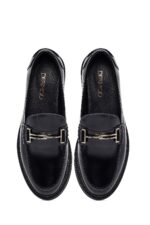 Loafer Lëkure e Zezë me Kopsë Maskulin për Femra - Image 7
