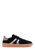 Sneaker Lëkure e Zezë me Lidhëse për Femra