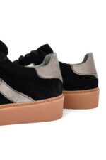 Sneaker Lëkure e Zezë me Lidhëse për Femra - Image 10