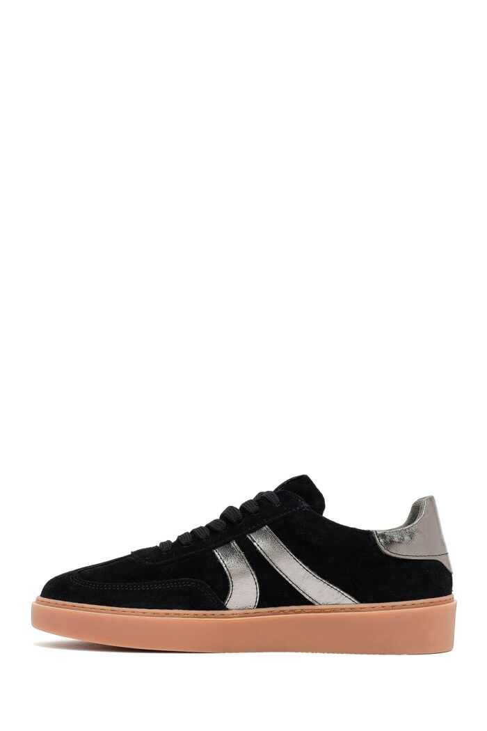 Sneaker Lëkure e Zezë me Lidhëse për Femra - Image 2