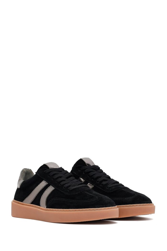 Sneaker Lëkure e Zezë me Lidhëse për Femra - Image 3