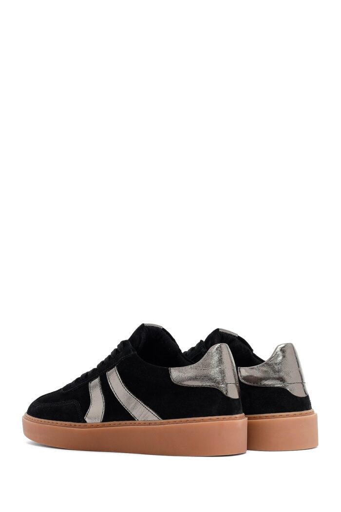 Sneaker Lëkure e Zezë me Lidhëse për Femra - Image 5