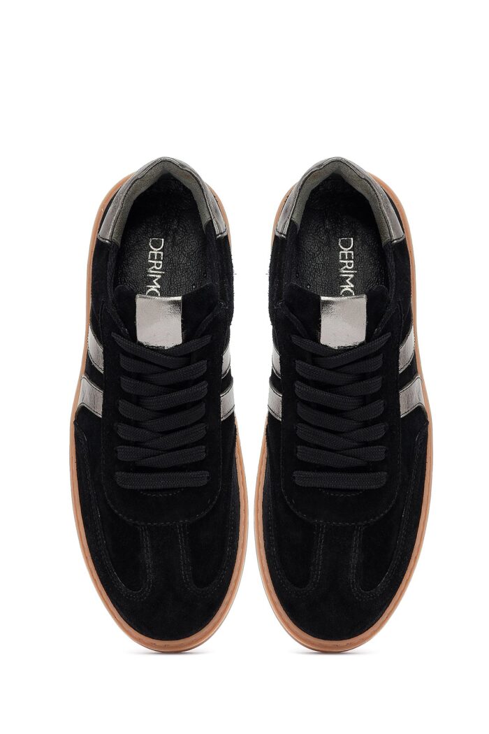 Sneaker Lëkure e Zezë me Lidhëse për Femra - Image 7