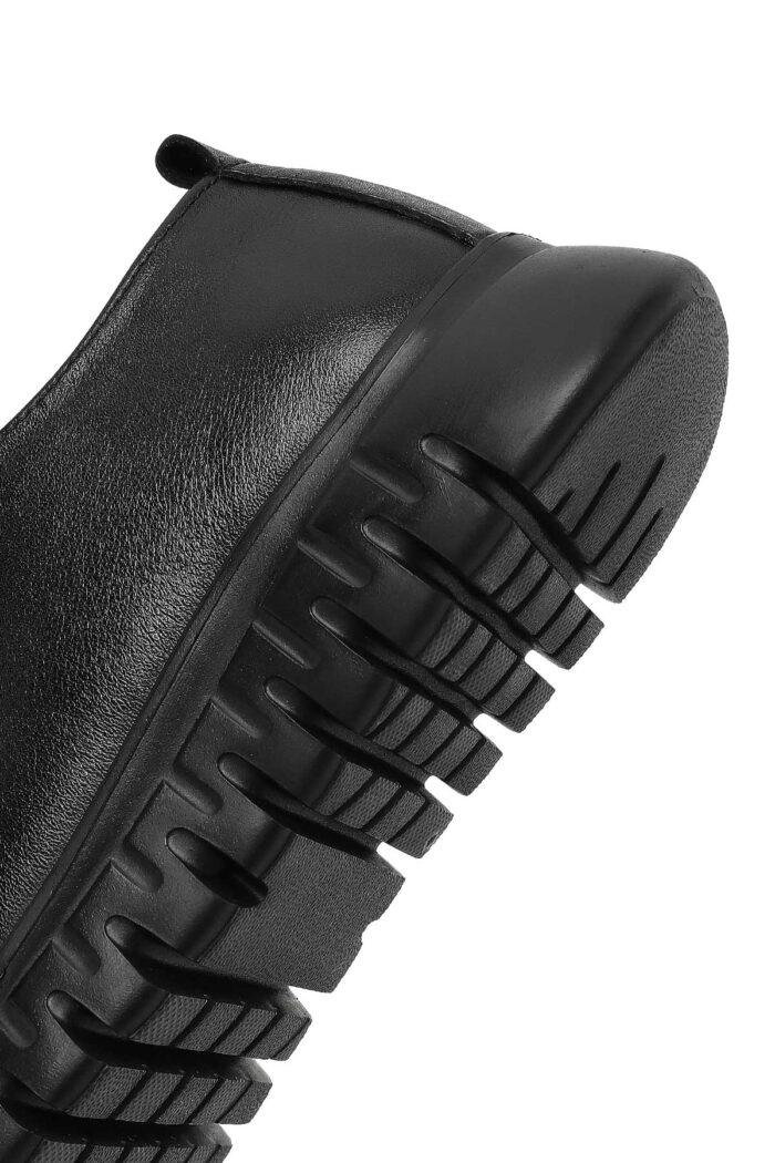 Këpucë Lëkure e Zezë e Trashë me Tabane Comfort për Femra - Image 8