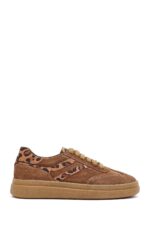 Sneaker Lëkure Tabako me Lidhëse për Femra