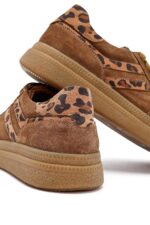 Sneaker Lëkure Tabako me Lidhëse për Femra - Image 10