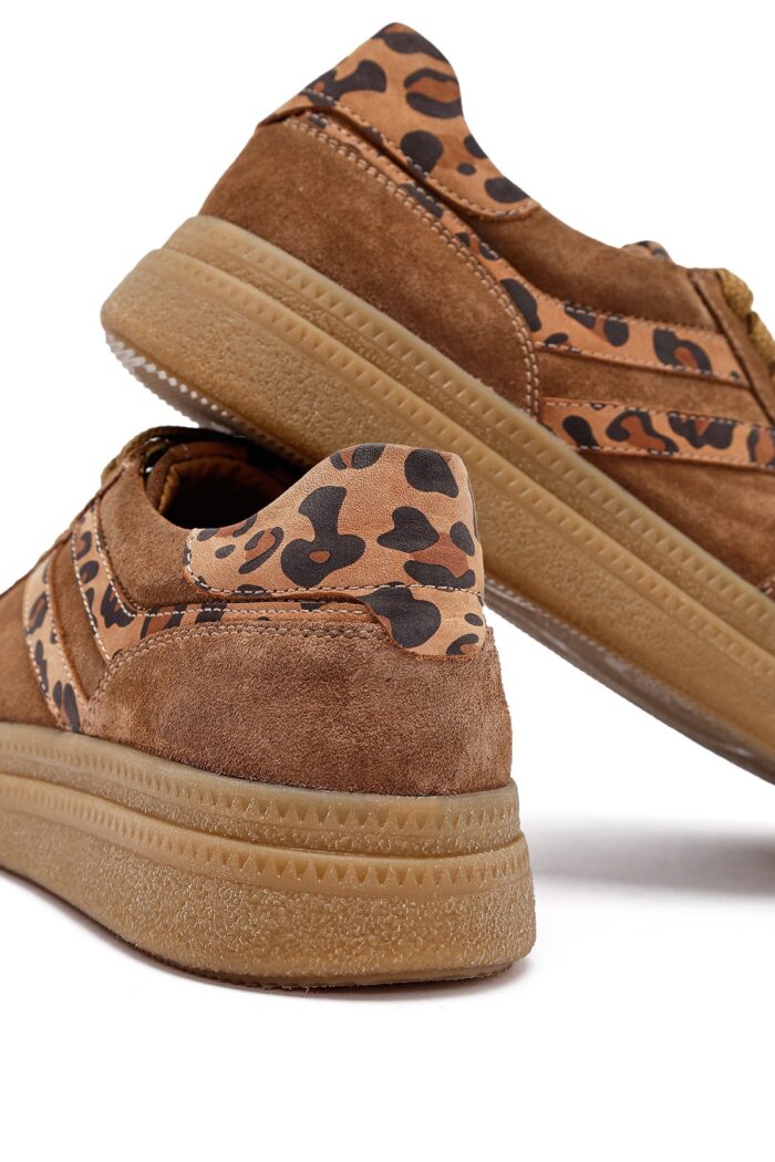 Sneaker Lëkure Tabako me Lidhëse për Femra - Image 10