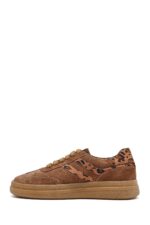 Sneaker Lëkure Tabako me Lidhëse për Femra - Image 4