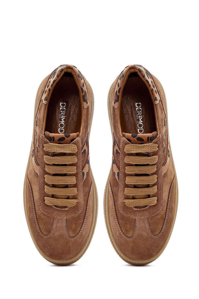 Sneaker Lëkure Tabako me Lidhëse për Femra - Image 5