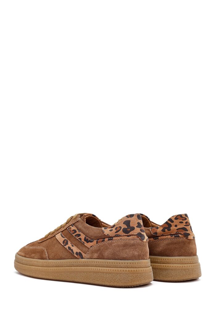 Sneaker Lëkure Tabako me Lidhëse për Femra - Image 7