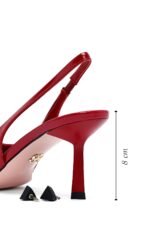 Këpucë Lëkure e Zezë Pas e Hapur e Hollë me Takë për Femra - Image 4