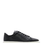 Sneaker Lëkure e Zezë e Trashë me Tabane me Lidhëse për Burra