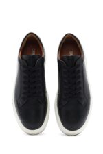 Sneaker Lëkure e Zezë e Trashë me Tabane me Lidhëse për Burra - Image 6