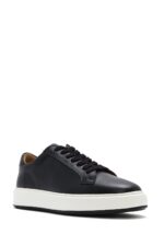 Sneaker Lëkure e Zezë e Trashë me Tabane me Lidhëse për Burra - Image 7
