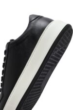Sneaker Lëkure e Zezë e Trashë me Tabane me Lidhëse për Burra - Image 8