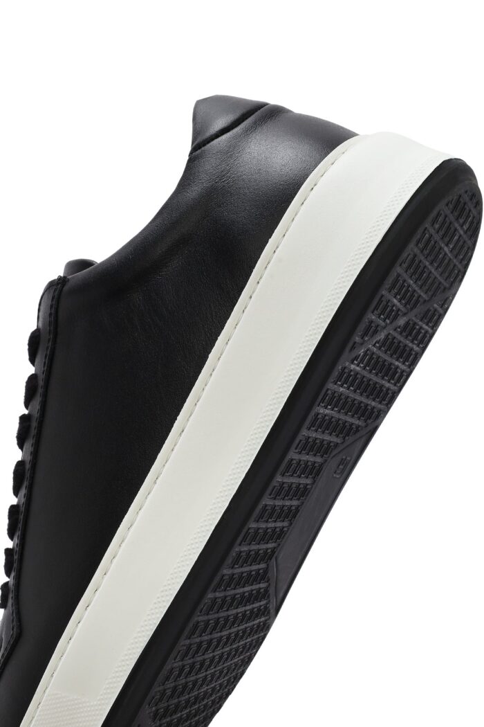 Sneaker Lëkure e Zezë e Trashë me Tabane me Lidhëse për Burra - Image 8
