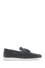 Loafer Lëkure Gri me Xhufkë Casual për Burra
