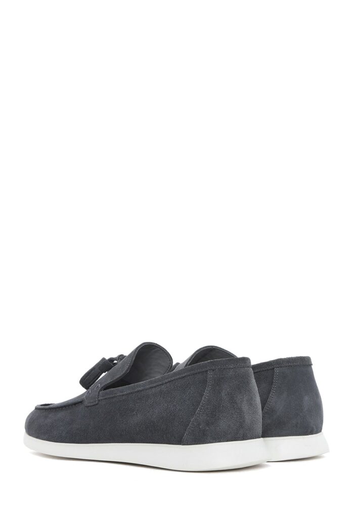 Loafer Lëkure Gri me Xhufkë Casual për Burra - Image 5