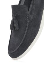 Loafer Lëkure Gri me Xhufkë Casual për Burra - Image 9