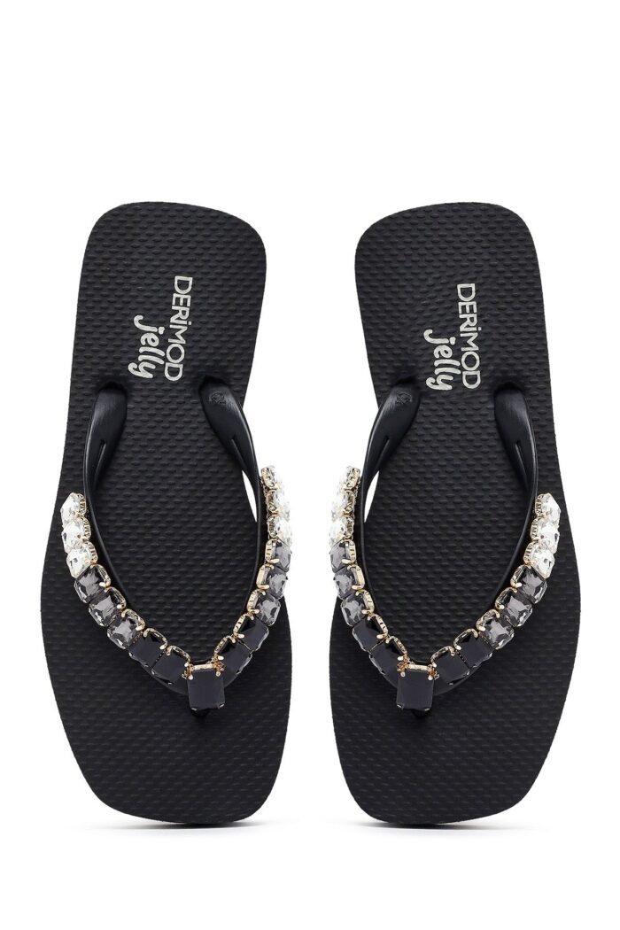 Pantofla Jelly e Zezë me Gurë për Femra - Image 13
