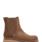 Çizme Chelsea prej lëkure suede për femra, taba
