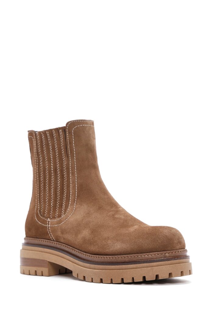 Çizme Chelsea prej lëkure suede për femra, taba - Image 7