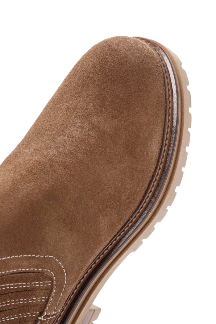 Çizme Chelsea prej lëkure suede për femra, taba - Image 9