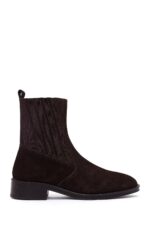 Çizme Chelsea prej lëkure suede për femra, kafe