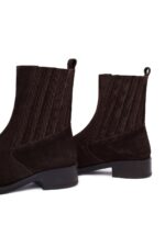 Çizme Chelsea prej lëkure suede për femra, kafe - Image 10