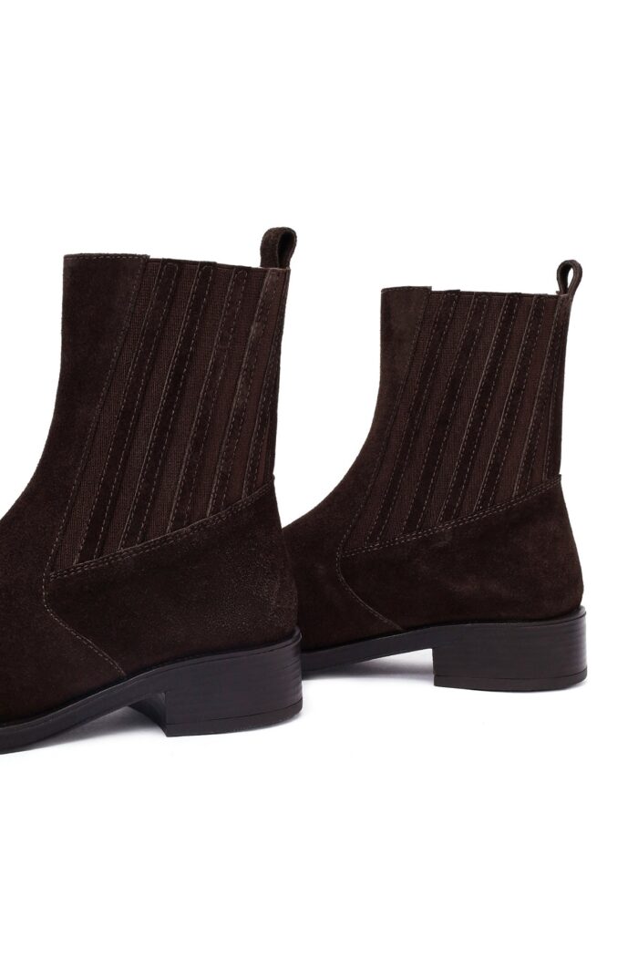 Çizme Chelsea prej lëkure suede për femra, kafe - Image 10